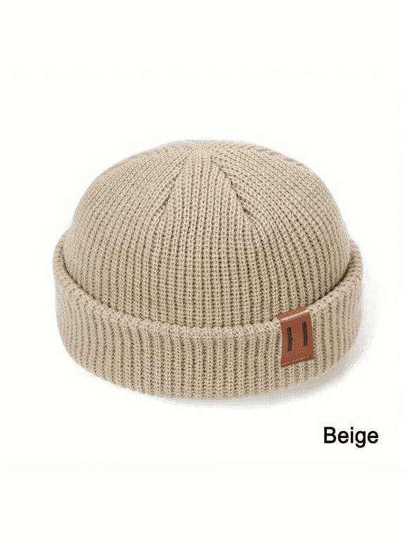 Mens Beanie Hat Winter Warm Knitted Ribbed Docker Skull Cap Trawler Fisherman