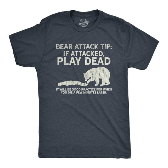 Mens Bear Attack Tip T Shirt Funny Camping Hiking Outdoor Adventure Sarcastic Tee Graphic Tees