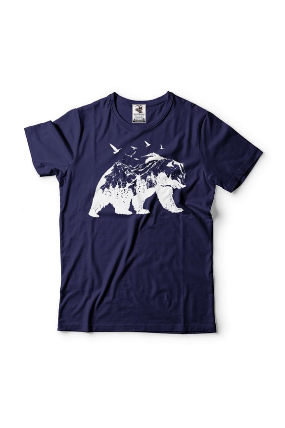 Mens Bear T-shirt Mountain Bear Shirt Camping Bear Tee Nature Bear Shirt Nature Lover Shirt