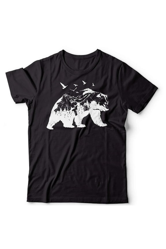 Mens Bear T-shirt Mountain Bear Shirt Camping Bear Tee Nature Bear Shirt S-5XL
