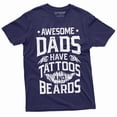 thumbnail image 1 of Mens Beard And Tattoo Birthday Gift Fathers Day Shirt Awesome Dad T-Shirt Tees (X-Large Navy Blue), 1 of 5
