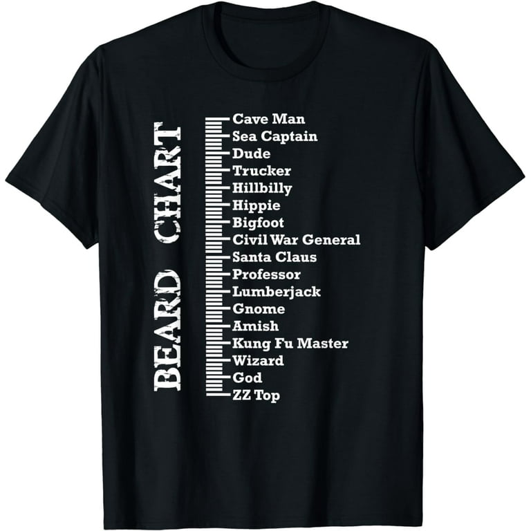 Mens Beard Measurement Chart Beard T-Shirt For Bearded Men Mens Beard Measurement Chart Beard T-Shirt For Bearded Men