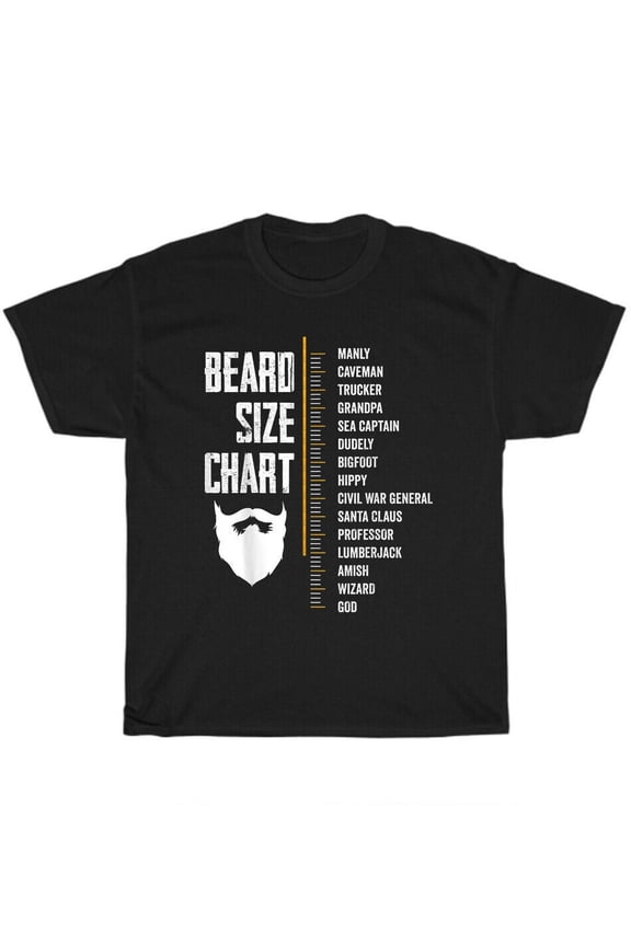 Mens Beard Measurement Size Chart Beard Length Funny Growth Chart T-Shirt Gift