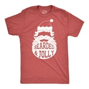 CRAZY DOG T-SHIRTS Mens Bearded and Jolly T Shirt Funny Santa Claus Beard Christmas Tee Graphic Tees