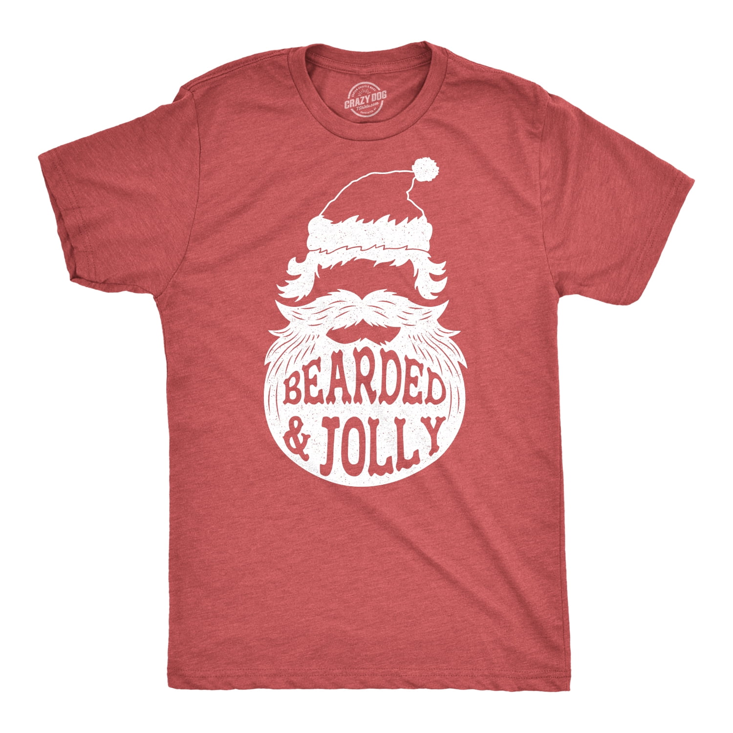 Mens Bearded And Jolly Tshirt Funny Santa Claus Beard Christmas Tee ...