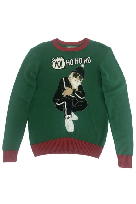 Mens Bearded Homie Hipster Gangster Yo Gold Christmas Holiday Sweater Medium