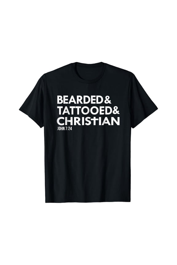 Mens Bearded Tattooed Funny Beard Tattoo Tats Sacred Originals T-shirt