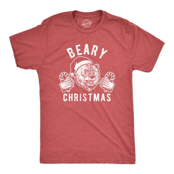 Mens Beary Christmas T Shirt Funny Holiday Party Bear Novelty Graphic Tee Graphic Tees