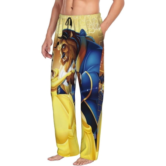 Mens Beauty The Be-as Pajama Pants Soft Lightweight Pajama Pants Cartoon Pajama Bottoms