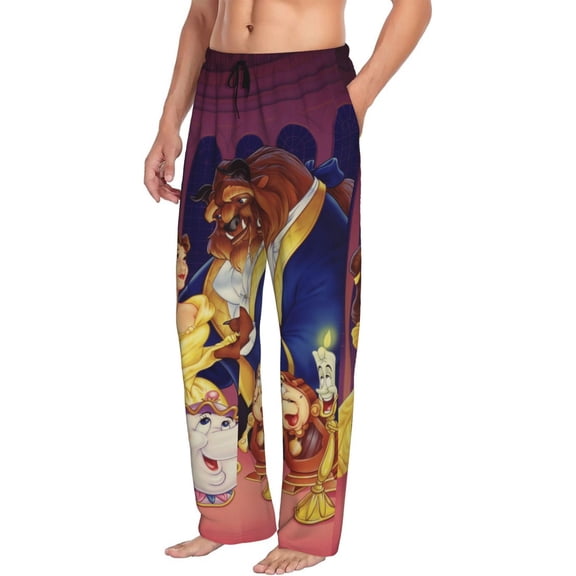 Mens Beauty The Be-as Pajama Pants Soft Lightweight Pajama Pants Cartoon Pajama Bottoms