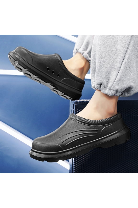 Mens Bedroom Slippers Slip On Arch Support Oversized Couple'S Chef Surgical Rain Boots Outdoor Wear Close Toe Sandals Men