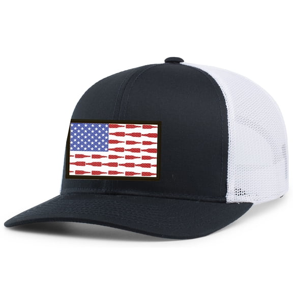 Mens Beer American Flag Funny Beer Bottle Flag Patch Mesh Back Trucker Hat Baseball Cap, Navy/White