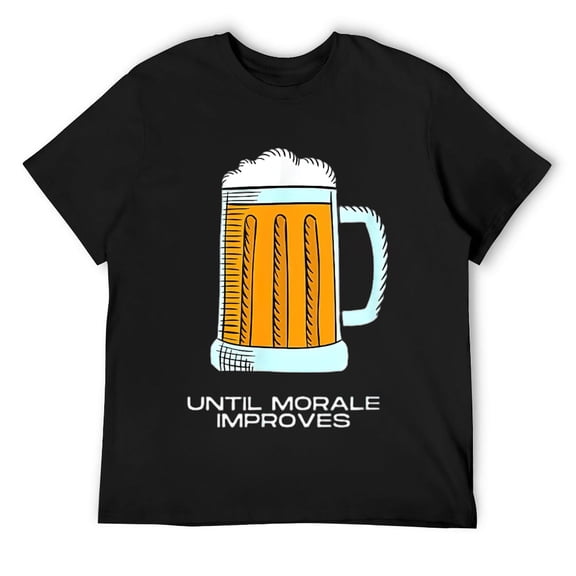 Mens Beer Art - The Drinking Will Continue Until Morale Improves T-Shirt Black
