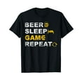 thumbnail image 1 of Mens Beer Sleep Game Repeat Funny Video Gamer Drinking Gaming T-Shirt, 1 of 5