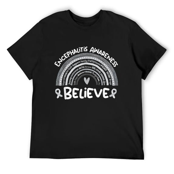 Mens Believe | Encephalitis Awareness Month Shirt | Encephalitis T-Shirt Black Medium