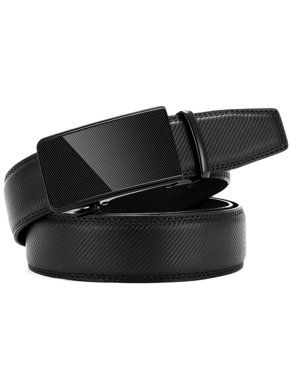 Mens Belt, Belt for Men Leather Ratchet Belt, Automatic Ratchet Buckle Slide& Customizable Fit, Mens Belt for Dress Casual Trim to Fit with Gift Box(35mm)