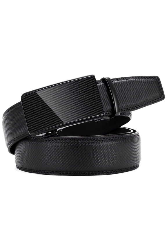 Mens Belt, Belt for Men Leather Ratchet Belt, Automatic Ratchet Buckle Slide& Customizable Fit, Mens Belt for Dress Casual Trim to Fit with Gift Box(35mm)