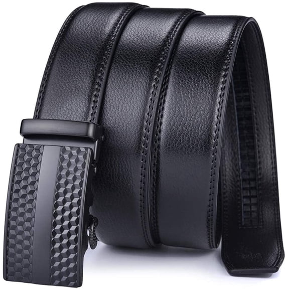 Mens Belt, KDG Ratchet Belt Dress with 1 3/8" Genuine Leather, Slide Belt with Easier Adjustable Buckle, Trim to Fit