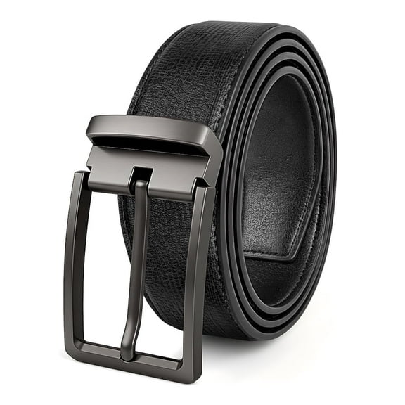 Mens Belt Leather Dress Casual Belt with Single Prong Buckle 1.5" Width Belts for Men Jeans, Black, X25008