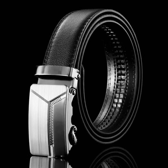 Mens Belt Leather Ratchet Belt For Men Dress and Casual with Adjustable Buckle, Trim to Fit