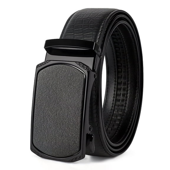 Mens Belt Leather Ratchet Belt for Dress Pants Casual Automatic Buckle Belt Fit 28"-46" Waist, 1 3/8" Wide, Black, X25020