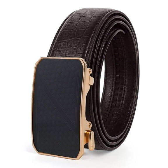 Mens Belt Leather Ratchet Belt for Dress Pants Casual Automatic Buckle Belt Fit 28"-46" Waist, 1 3/8" Wide, Coffee, X25021