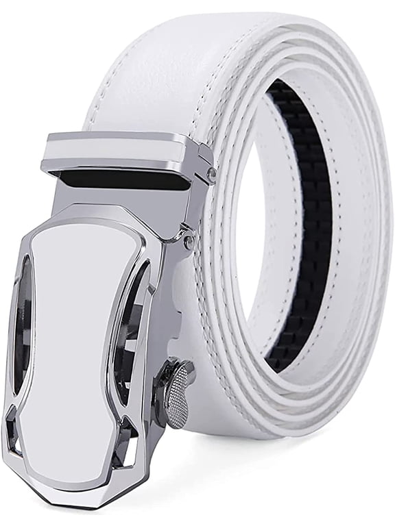 Mens Belt, Leather Ratchet Belt for Men Dress 1 3/8", Adjustable Trim to Exact Fit, Automatic Buckle Belt
