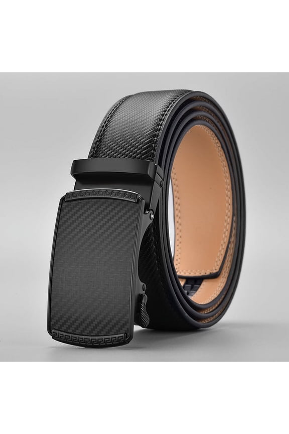 Mens Belt, Nelbons Leather Ratchet Belt for Men Dress 1 3/8", Adjustable Trim to Exact Fit, Automatic Buckle Belt