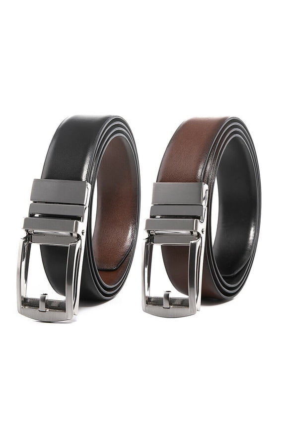 Mens Belt,Reversible Buckle No Holes Strap Ratchet Belt with Gift Box One Size