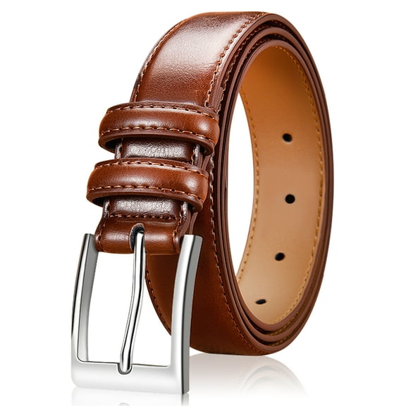 Mens Belt,VOLIBELT Leather Dress Belts with Single Prong Buckle for Suits, Jeans, Uniform, Light brown
