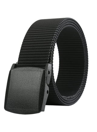 WHIPPY Men's Nylon Belt, Web Canvas Work Belt with Plastic Buckle, Black 