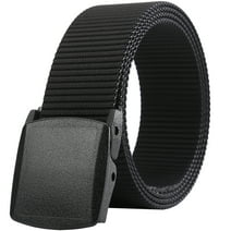 Mens Belt Web,Nylon Webbing Canvas Belt with Plastic Buckle Breathable for Work and Travel Trim to Fit 27- 46" Waist(Black)
