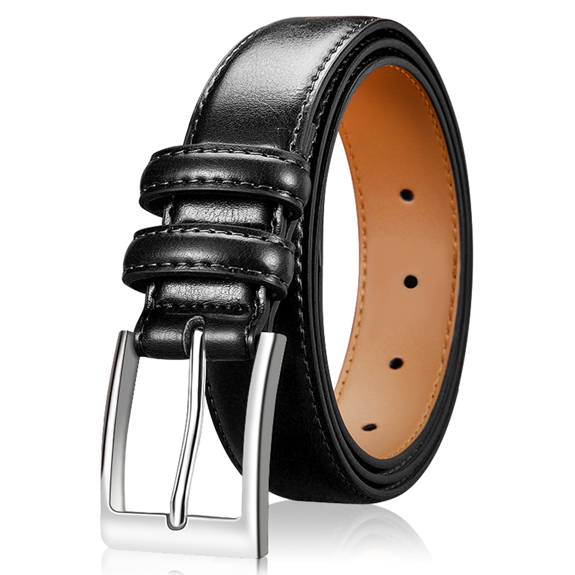 Mens Belts VOLIBELT Leather Dress Belts with Single Prong Buckle for Suits Jeans Uniform Black Walmart