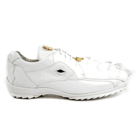 Mens Belvedere Mens Vasco Genuine Hornback Crocodile Sneaker Shoes White  336122