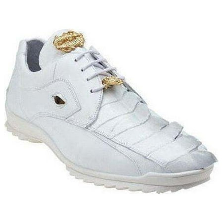 Mens Belvedere Mens Vasco Genuine Hornback Crocodile Sneaker Shoes White 336122