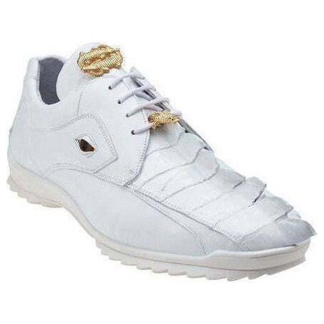 Mens Belvedere Mens Vasco Genuine Hornback Crocodile Sneaker Shoes White  336122