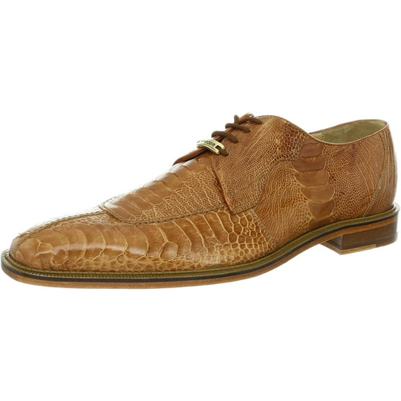 Mens Belvedere New Exotic Siena Genuine Ostrich Leather Burned Amber Brown 1463