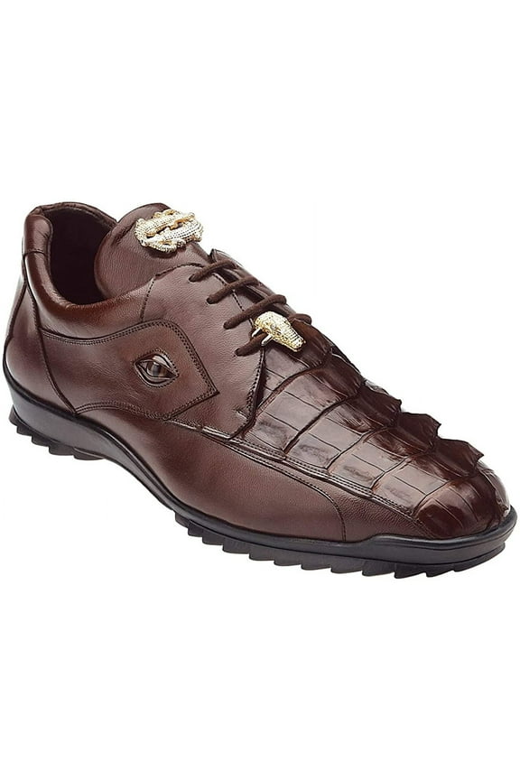 Mens Belvedere Vasco Hornback Crocodile Sneaker Shoes Brown 336122