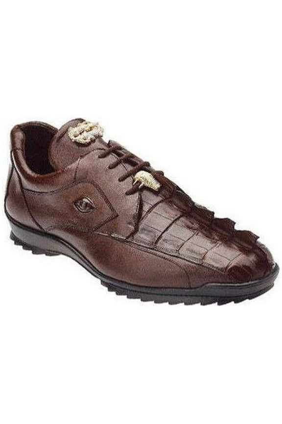 Mens Belvedere Vasco Hornback Crocodile Sneaker Shoes Brown  336122