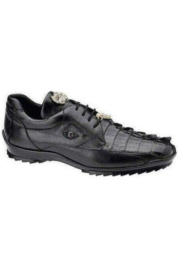 Mens Belvedere Vasco Hornback Crocodile Sneaker Shoes Lace Black 336122