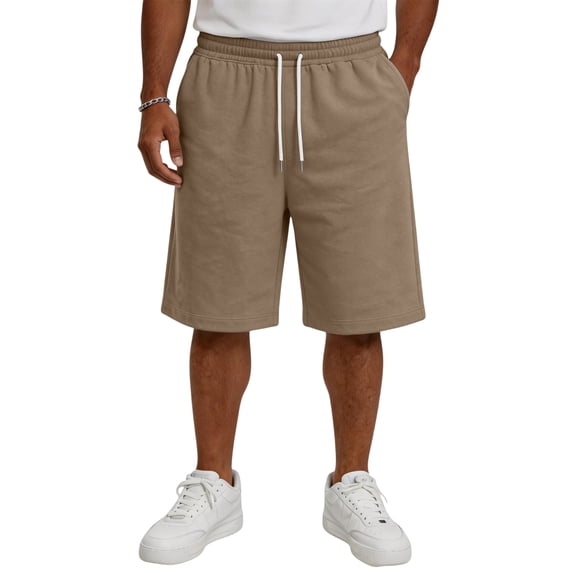 Mens Bermuda Athletic Shorts Casual Sweat Shorts with Pockets Drawstring 9" Knee Length Pants