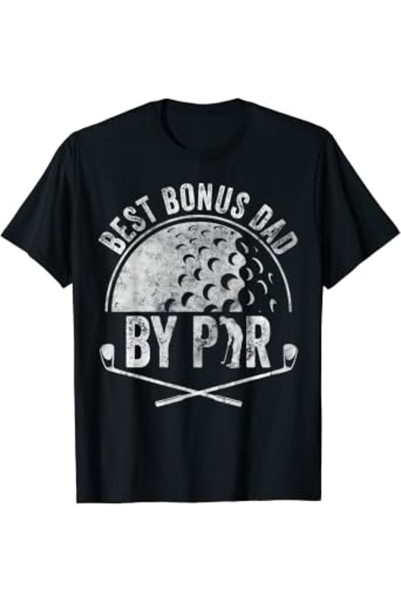 Mens Best Bonus Dad By Par Shirt Golf Lover Sports Gift Golfer T-Shirt