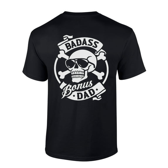 Mens Best Bonus Dad Ever Bonus Dad Skull Funny Step Dad Short Sleeve T-shirt Graphic Tee-Black-6xl