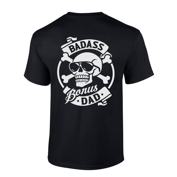 Mens Best Bonus Dad Ever Bonus Dad Skull Funny Step Dad Short Sleeve T-shirt Graphic Tee-Black-xxxl