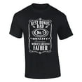 thumbnail image 1 of Mens Best Bonus Dad Number 1 Quality Premium World's Greatest Father American Whiskey Logo Parody Short Sleeve T-shirt Graphic Tee-Black-small, 1 of 4