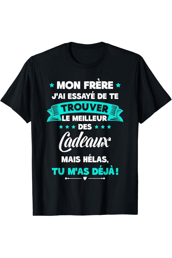 Mens Best Brother in the World Super Brother Gift T-ShirtMen's and women's gift, black and white T-shirt, size: Extra large S-4XL