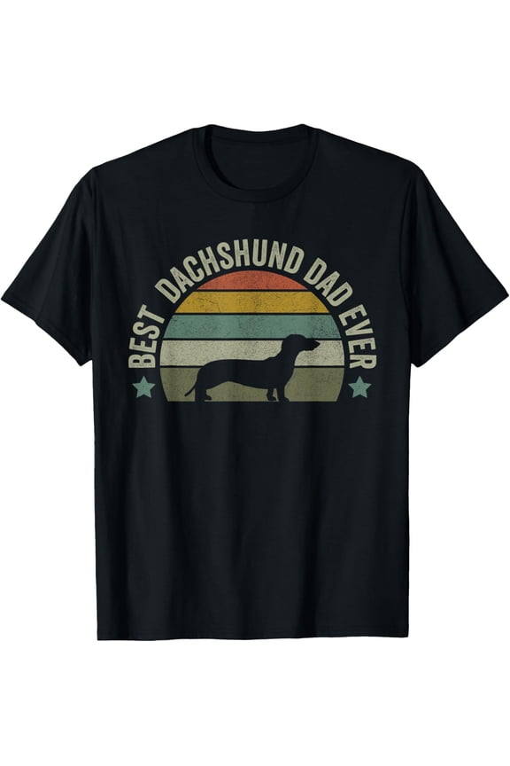 Mens Best Dachshund Dad Dog Shirt, Fathers Day Funny Doggy T-Shirt