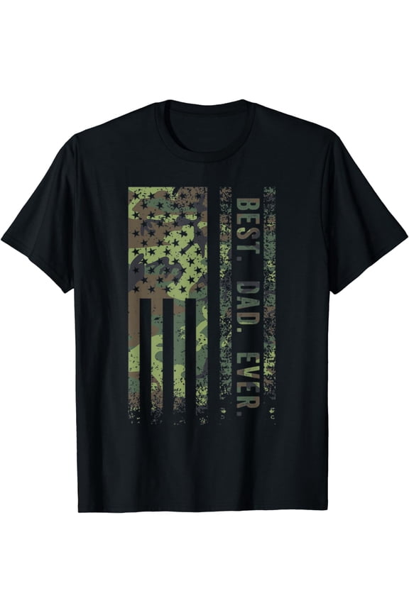 Mens Best Dad Ever Camo Military Veteran Distressed American Flag