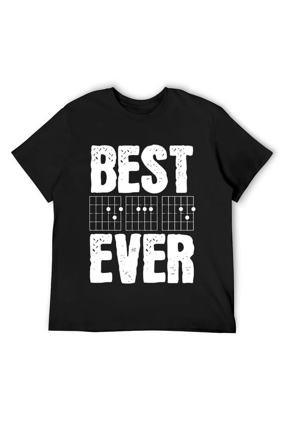 Mens Best Dad Ever - Funny Daddy Guitar Player Musician Crew Short Sleeve T-Shirt Black