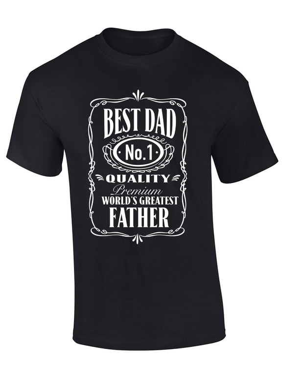 Mens Best Dad Number 1 Quality Premium World's Greatest Father American Whiskey Logo Parody Short Sleeve T-shirt Graphic Tee-Black-medium